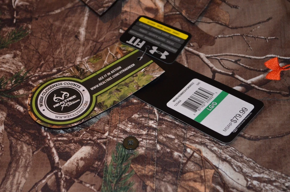 NWT MSRP $79 Under Armour Realtree Camoflouge Mens Button UA Hunt Shirt  L XL  - Image 4 of 4