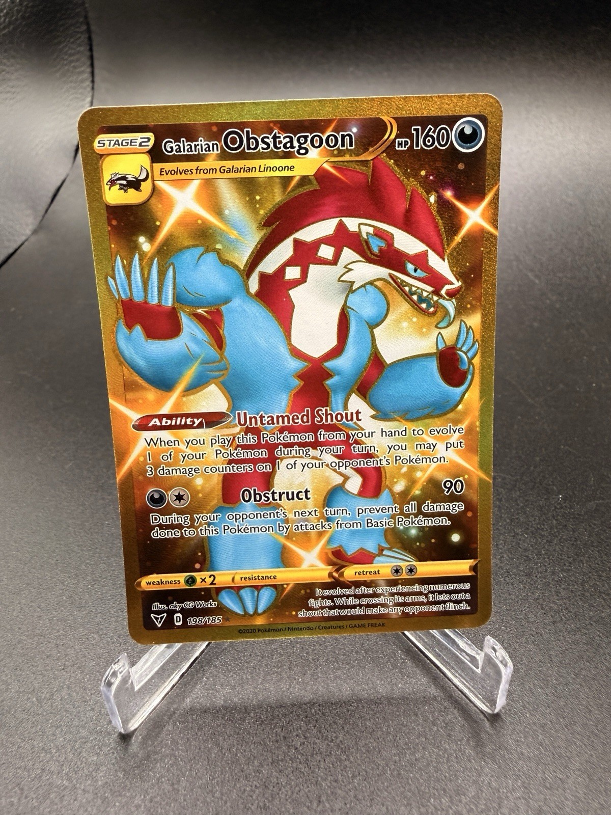 Pokemon Galarian Obstagoon Secret Rare Holo SWSH04 Vivid Voltage 2020 198/185 NM