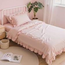 Twin Comforter Set 5 Piece, Pink Bed in a Bag with Sheets, All Season Ruffle ...