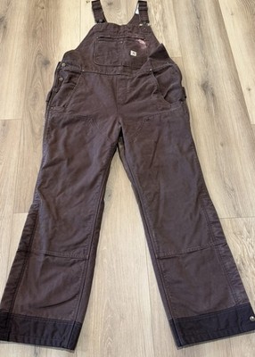 Carhartt Overalls 104049 Womens XL Tall Insulated Bibs Washed Duck Dark Brown 