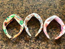 3-Pack Women's Knotted Fabric Headbands Floral Multicolor Pink Tan White