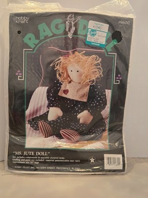 Pre-1994 Hobby Kraft Rag Doll Sewing Kit Dollmaking 16'' Vintage NEW ''Ms. Jute''