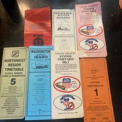 Train Time Table, Maps Lot - Union Pacific, Santa Fe, BNSF