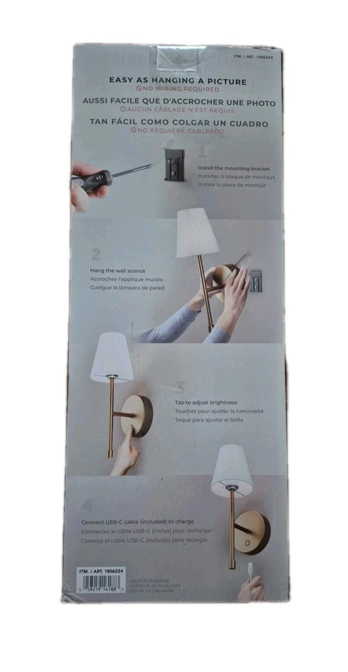 Globe Electric Wireless Rechargeable LED Integrated Wall Sconce 2 Pack - Image 2 of 3