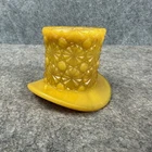 Fenton Yellow Opaque Goldenrod Daisy Button Toothpick Holder Mini Top Hat Vase