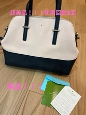 m1211 kate spade Shoulder Bag Beige/Black Synthetic Leather Near Mint