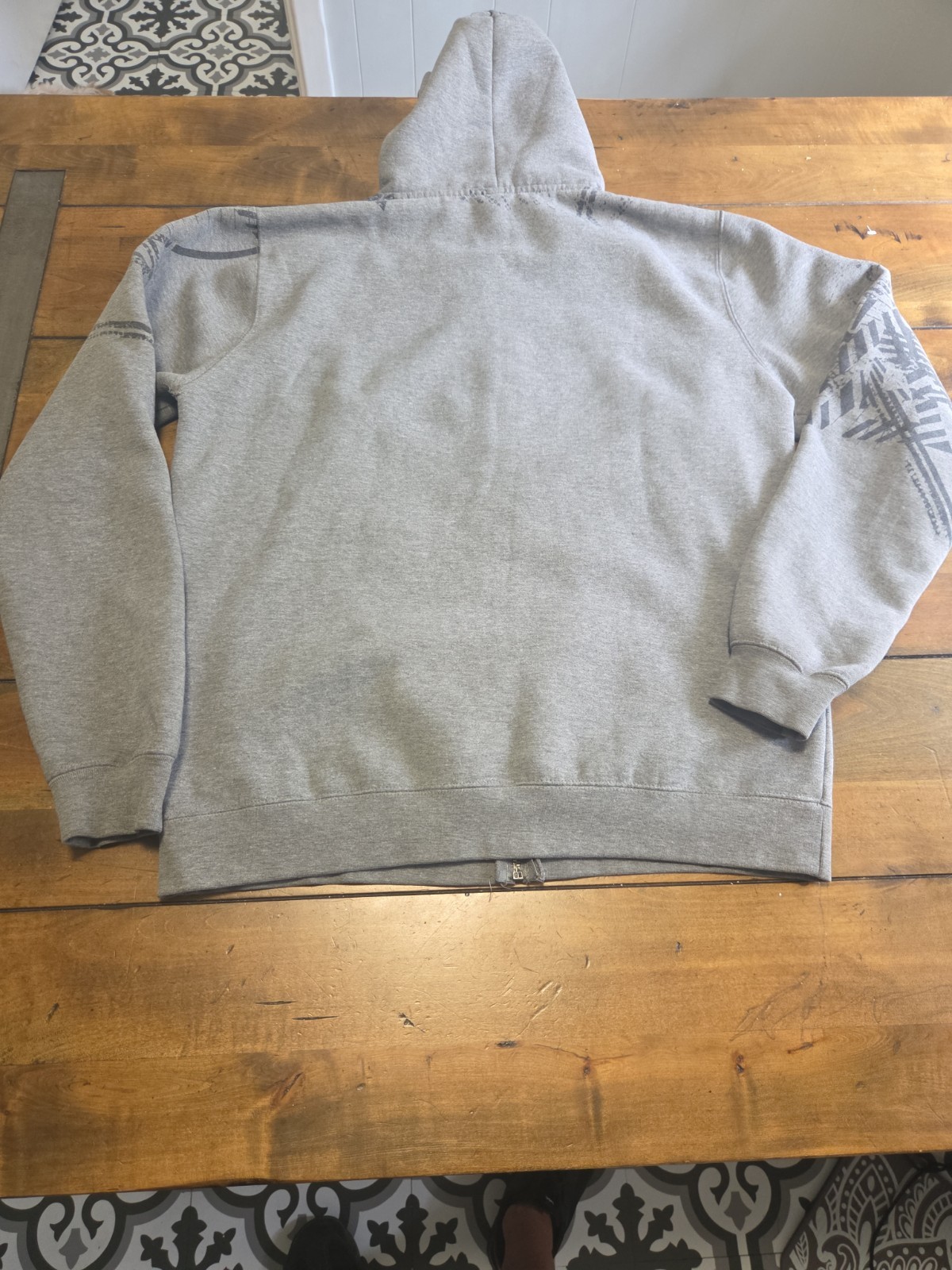 Vintage Gracie Barra Hoodie Medium Gray Y2K Tribal BJJ Jiu Jitsu Zip Up MMA image 2