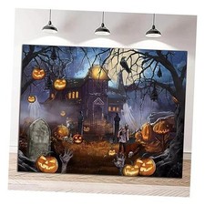 Halloween Theme Backdrop for Photography Scary Ghost Castle Moon Night 5x3 FT