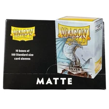 Matte Silver Case Display Dragon Shield Standard Size Sleeves - 10 Packs