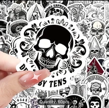 60 PCs Skulls Skeleton Gothic Stickers Vinyl for Laptop, Water Bottle,