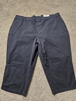STYLE & CO, WOMEN'S NEW BLACK COTTON BL FLAT FRONT COMFORT CAPRI, SIZE 24W