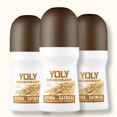Yoly Oatmeal Roll-On Deodorant   Fresh for Sensitive Skin, 2.53 fl oz (3-Pack)