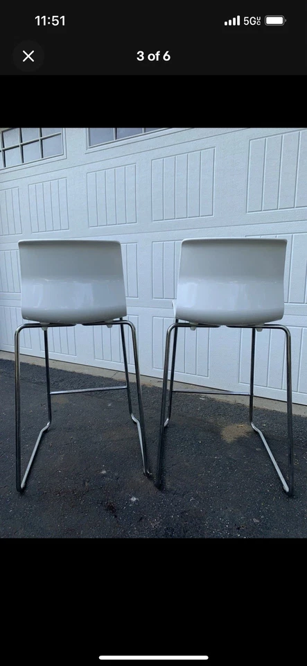IKEA GLENN Bar stool, counter height white/chrome plated, 26 " - Image 3 of 4