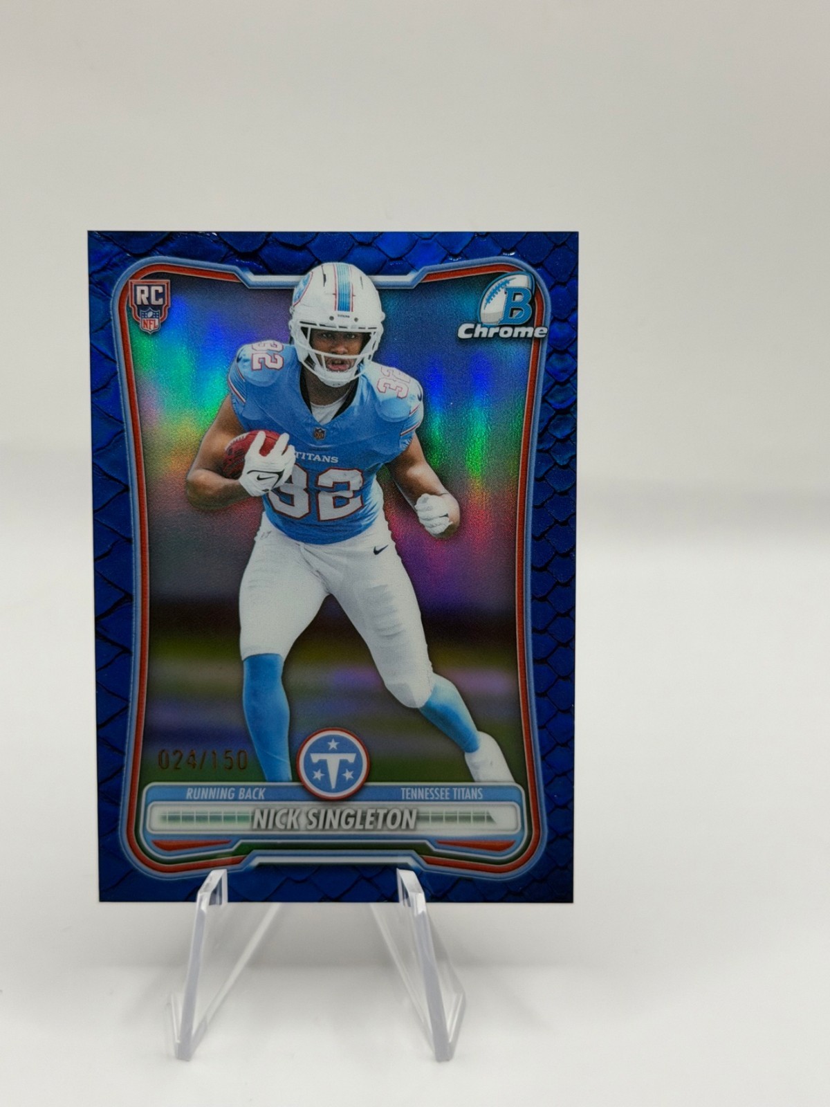 2026 Bowman Chrome Nick Singleton RC Blue Reptilian Refractor 024/150 BCV-147