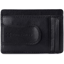 Alpine Swiss RFID Dermot Leather Money Clip Wallet, Slim Front Pocket Gift Box