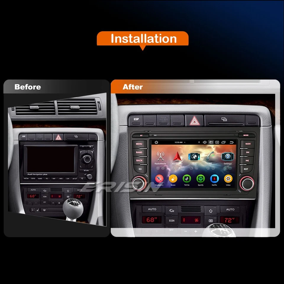CarPlay Android 14 DAB+ Car Radio WLAN 64GB Navi For Audi A4 RS4 RNS-E SEAT EXEO - Image 3 of 4