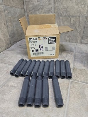 Lot of 15 - 1/2'' x 4'' schedule 80 threaded PVC nipple pipe 882-040 (SPEARS)