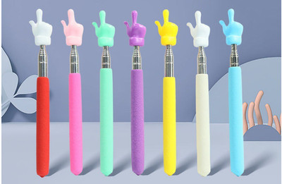 1x Retractable Teacher Pointer Colored Anti-slip-Handle Finger Design Telescopic