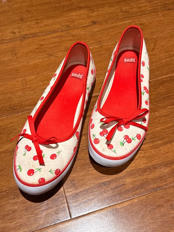 Keds cherry print ballet flats size 8
