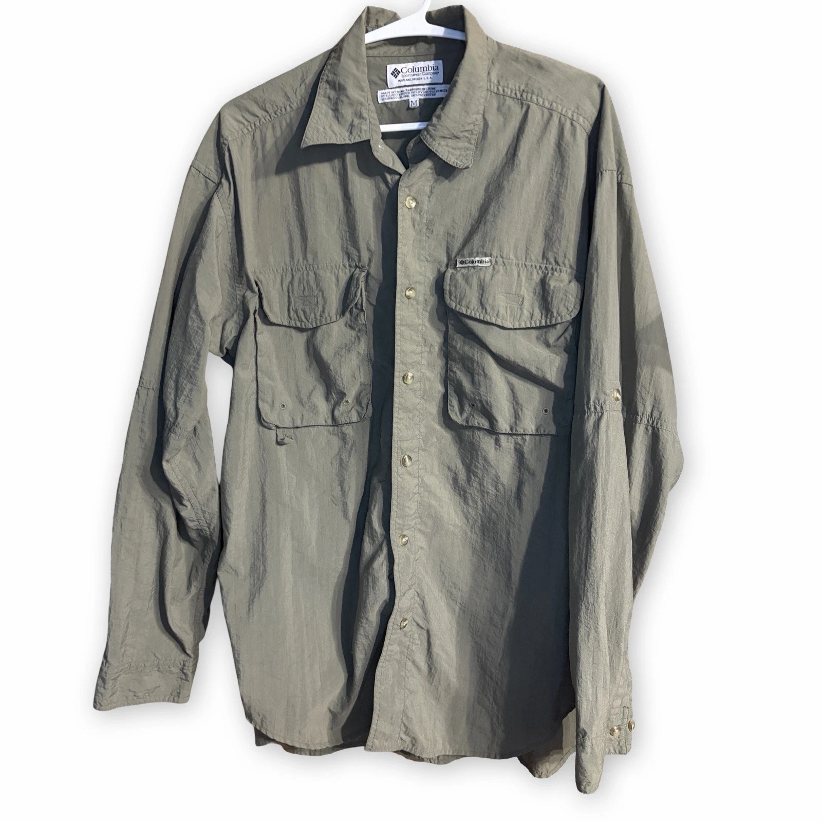 Vintage Columbia Portland OR Tactical Breathable Hiking Button Down Camp Shirt M