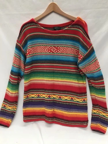 Vintage LRL Ralph Lauren southwestern aztec colourful stripe jumper size XL