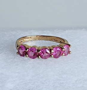 Authentic Size 7.5 Pink Sapphire Stackable Anniversary Band 925 Gold Plated Silver