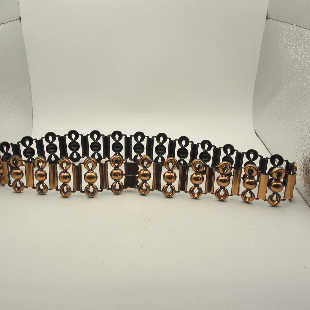 Vintage Solid Copper Scale/Link Belt with Southwestern Geometric Buckle size 28 Versatile collection of four women main image 4