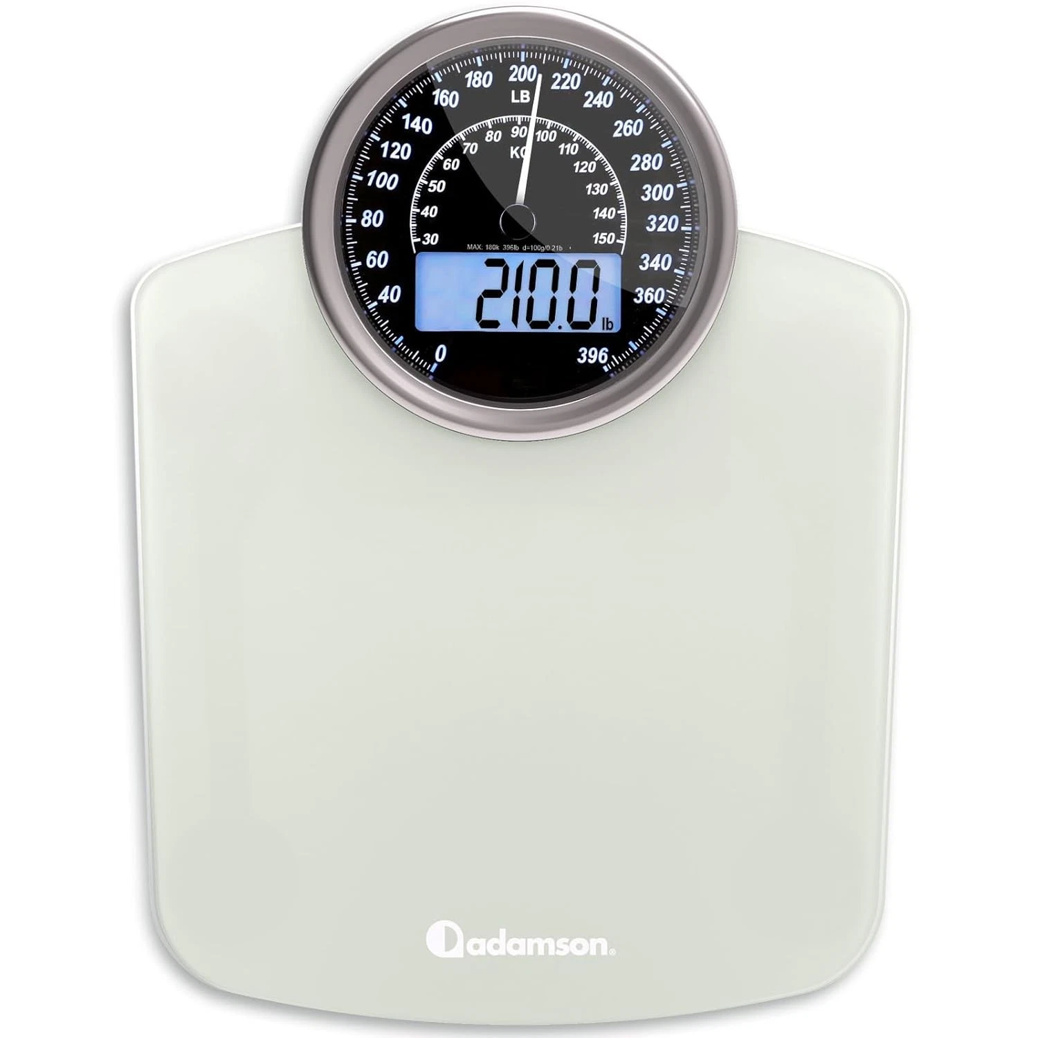 Adamson Hybrid 2-in-1 Analog & Digital Weighing Scale for Body Weight White