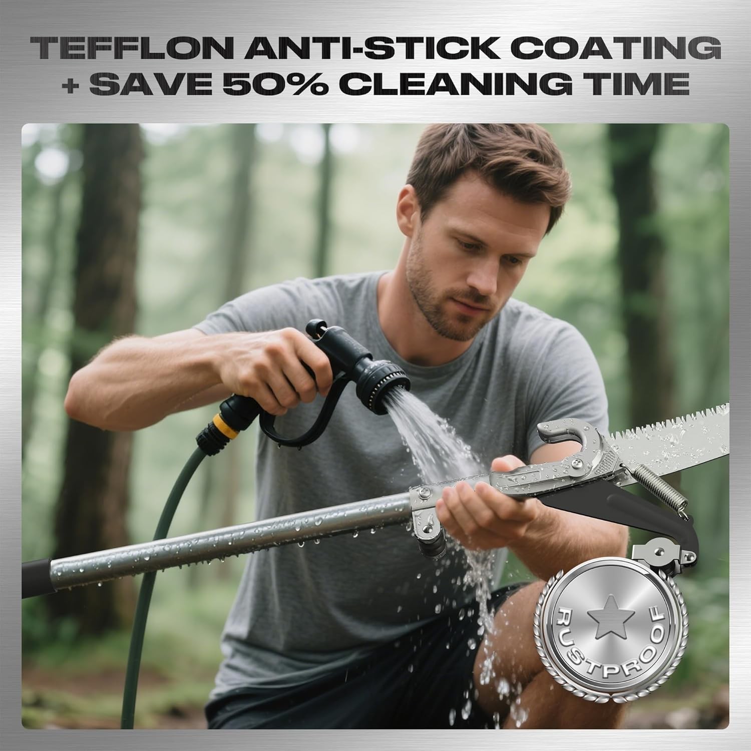 16.5foot telescoping tree pruner with 12section lightweight stainless steel pole