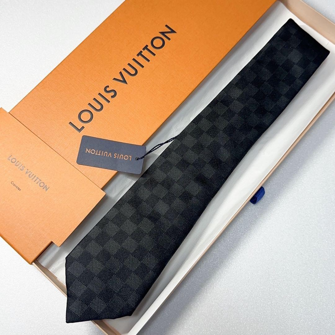 Louis Vuitton Damier Silk Tie Black Unused with Box & Tag | eBay