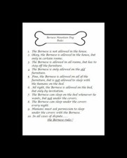 Bernese Mountain Dog "Rules" - CUSTOM MATTED - Dog Art Print : GIFT