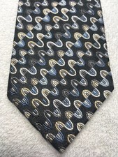 XMI MENS TIE CHARCOAL GRAY WITH BLUE BEIGE GRAY WHITE 3.5 X 61 NWOT