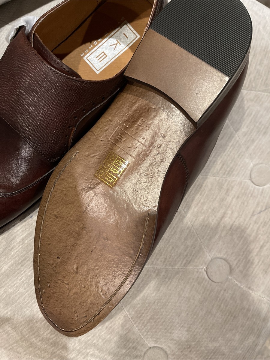 IKE BEHAR Hart Double Monk Strap Shoe Brown Leather Men display picture 1