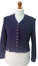 Viyella Dark Purple Tailored Wool Mix Military Blazer Jacket Size 8 Rrp£179 New