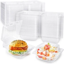 100 Pcs Clear Hinged Plastic Containers with Lids,Individual Cake Slice Containe