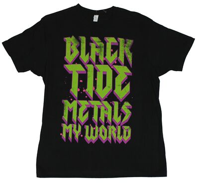 Black Tide Adult New T-Shirt  - Black Tide Metals My World Drastic Logo on Black