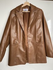Weekday Jaden Faux Leather Blazer In Brown Size 8