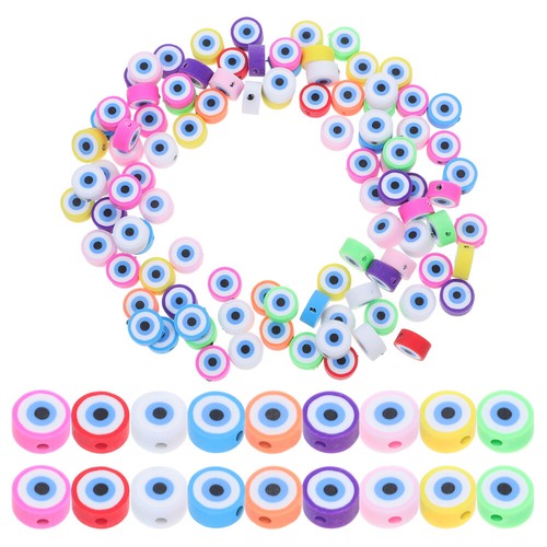 100 Pcs Clay Bead Necklace Strands Beads for Bracelets Making Evil Eye