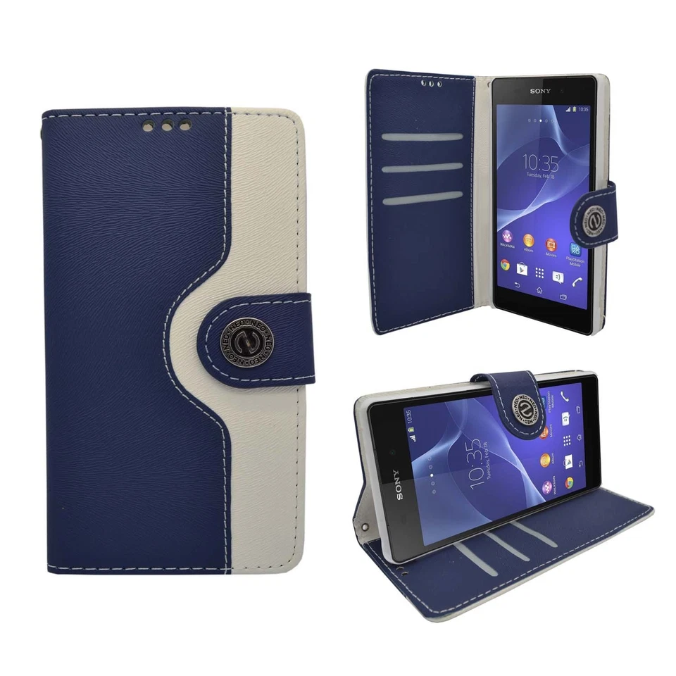FUNDA PARA SONY XPERIA Z2 CARTERA DOS COLORES DISEÑO IMPRESIÓN ABATIBLE CUBIERTA DE CUERO PU Foto 4 de 4