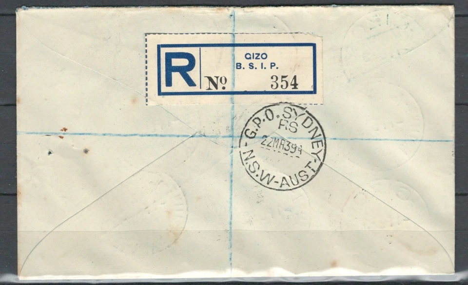 BRITISH SOLOMON ISLANDS COVER REGISTERED TO NEW ZAELAND KGVI STAMPS  LOT (BCL79) - Image 2 of 2