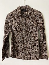 J Crew K2528 Size 2 Woman's Slim Stretch Perfect Shirt In Leopard Print