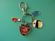 Nurse Theme Metal Keychain w/Charms Nursing is a Work of Heart NIP