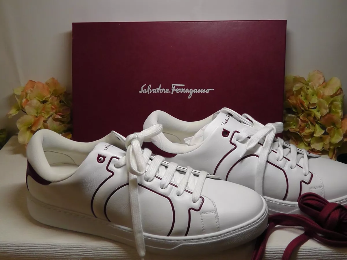 Salvatore Ferragamo Liberty WHITE RED Low Top Sneaker Size 11M