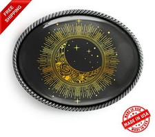 Celestial Belt Buckle - Ornate Boho Sun Moon Handmade Silver Buckle - 12