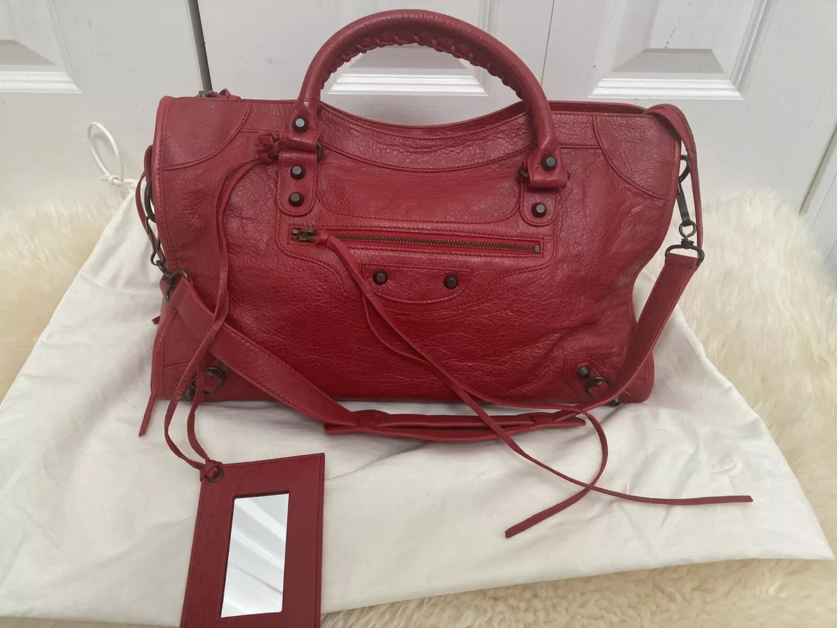 NWT 100% AUTH Balenciaga 115748 Red Leather Classic City Bag