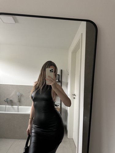 Luxus Statement Kleid veganes Leder M 38 Schwarz Vintage - Bild 4 von 4