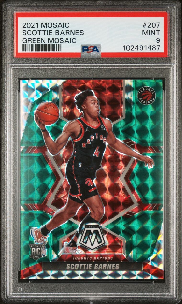 2021 Panini Mosaic Scottie Barnes RC #207 Green Prizm PSA 9 Rookie SP 🟢🔥📈