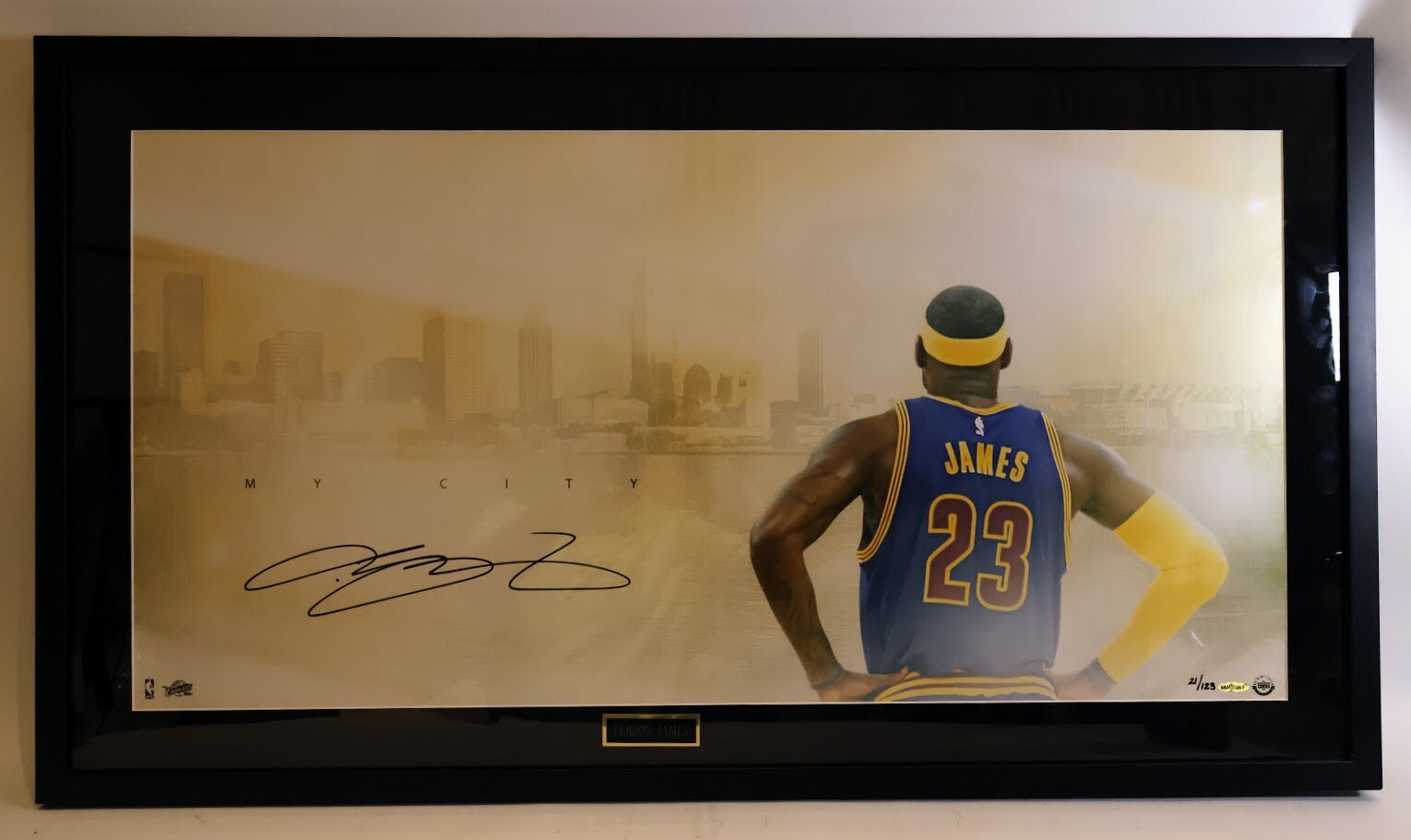 LeBron James Autographed Signed Cleveland Cavaliers 36x16 "My City" Photo Framed UD LOA 