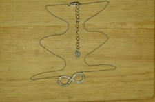 17"-19" 925 Sterling Silver necklace with with pave diamond infinity pendant
