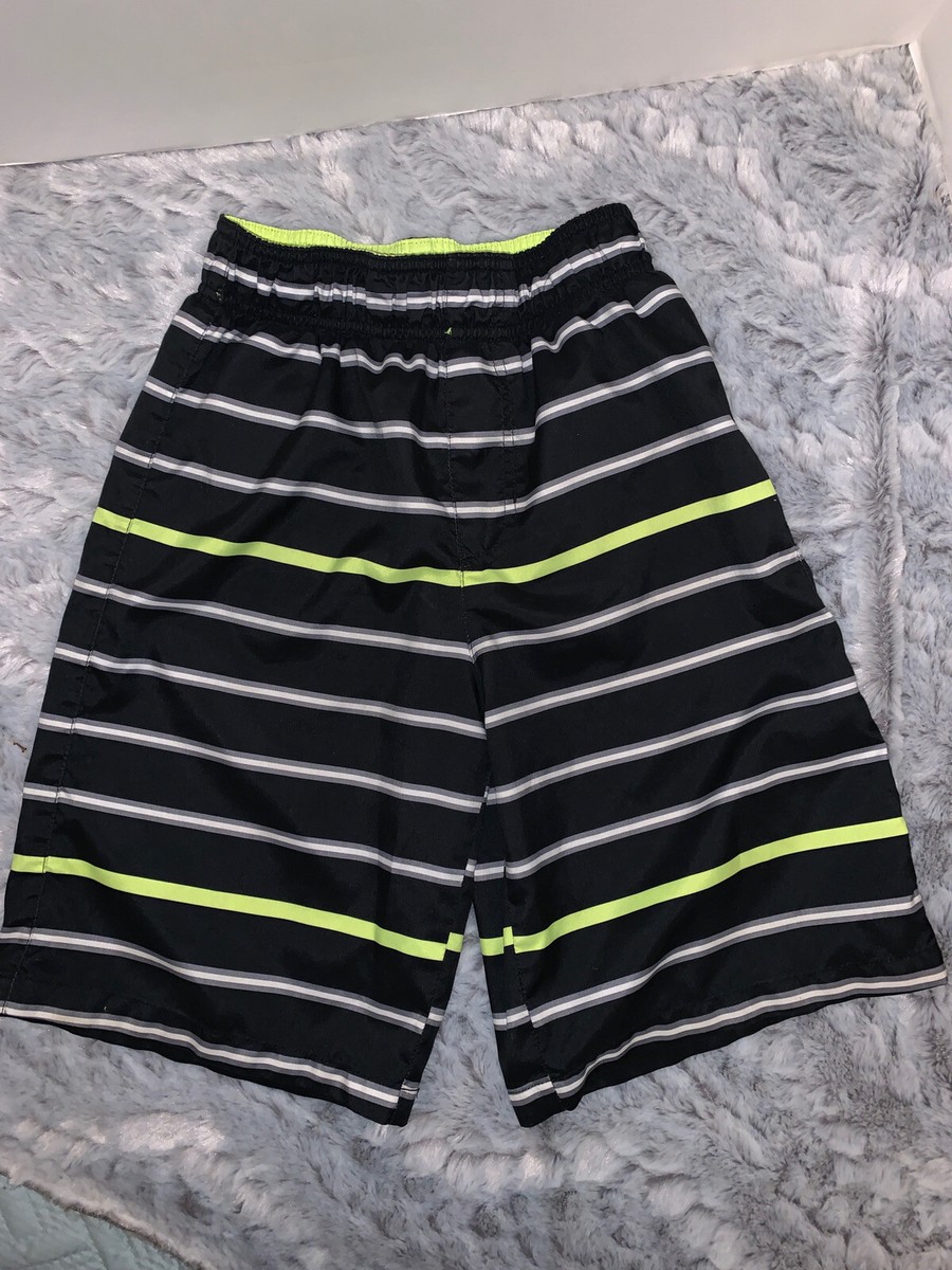 Ocean Pacific OP Boys Striped Swim Trunks Shorts - Black